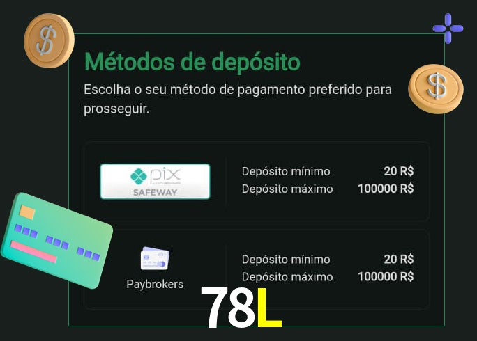 O cassino 78L oferece uma grande variedade de métodos de pagamento